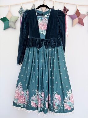 Daisy Kingdom Velvet and Floral Panel Dress
